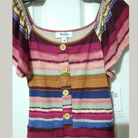 Speechless Big Girls Flutter Sleeve Dress Pink Multi, Size 12, New NWT - Picture 5 of 6